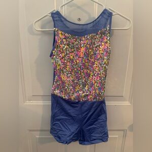 Blue Sequin Costume with 2 skirts - LC